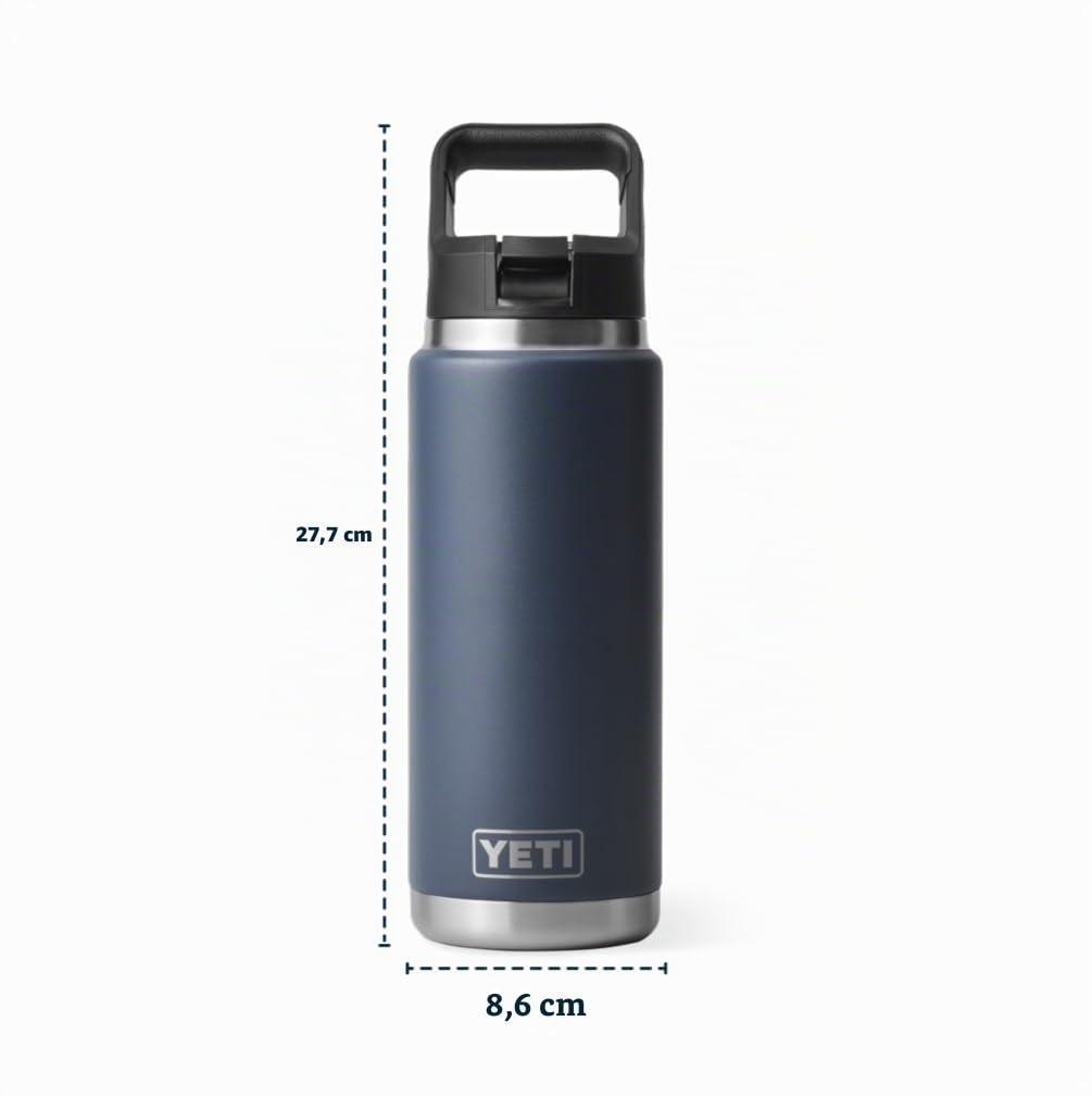 YETI Rambler C Straw Bottle, Stainless Steel Vacuum Insulated Bottle with Straw Cap, Navy, 26 oz (769 ml)