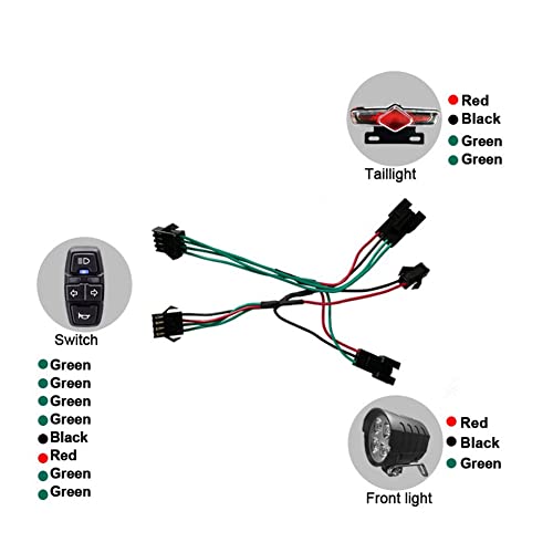 Hausdec Bike Front and Ebike Rear Light Set Input 36V 48V 52V 60V with DK336 Light Horn Turning Switch E-Bike Light, Black - Image 2