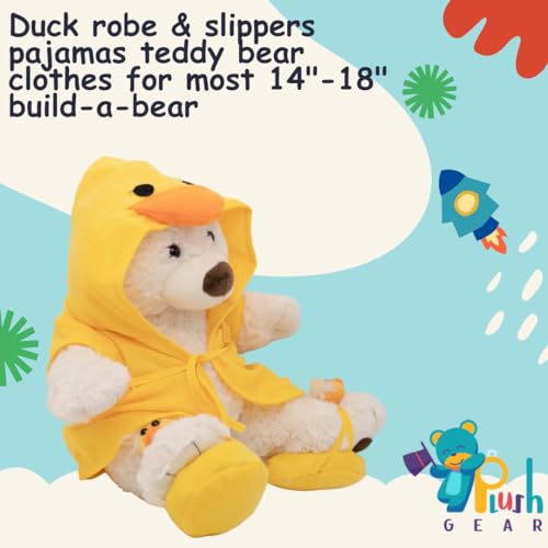 Plush Gear 20121 Duck Robe W/Slippers Plush Toy Outfit Adorable Teddy Bear Clothes - Fits Most 14 Inch-18 Inch Soft Toys - Stuffed Animal Bathrobe Costume Set thumb #2