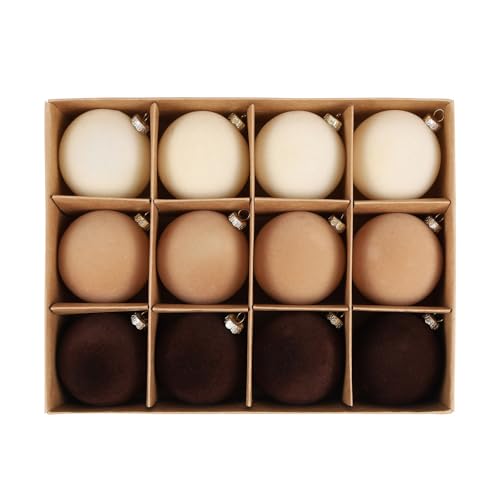Maritown Velvet Christmas Ornaments Balls 12 Pcs 2.4 Inches Flocked Plastic Shatterproof Xmas Ball Holiday Party Hanging Decorations for Christmas Tree Home Office Decor