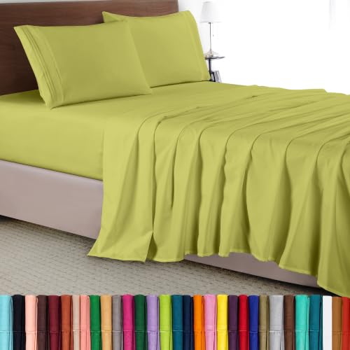 Elegant Comfort Luxury 4-Piece Bed Sheet Set - Luxury Bedding 1500 Thread Count Egyptian Quality Microfiber, Wrinkle Resistant Cool & Breathable, Easy Elastic Fitted, California King, Pistachio Green