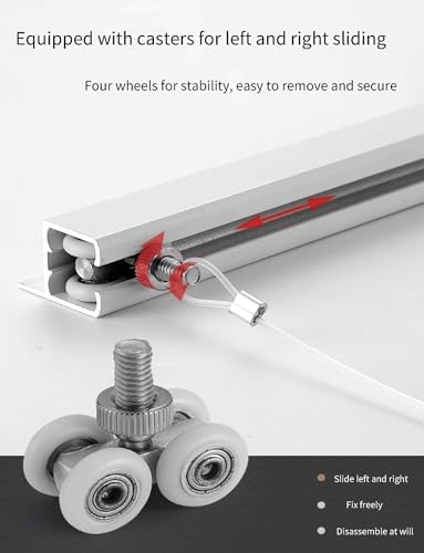 Invisible Sliding Picture Hanging Rail - Adjustable Nylon Rope Track for Canvas, Art & Wall Decor (200cm/78in, 2 Hooks, 150cm/59in) - Perfect for Home Decoration