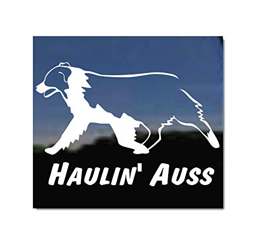 Haulin' Auss | NickerStickers® Australian Shepherd Aussie Vinyl Window Auto Decal Sticker