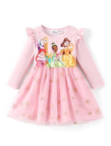 Image of Disney Girls' Tulle Tutu Dress Birthday Party Outfit Baby /Toddler | Officially Licensed, Frozen Elsa, Minnie, Princess, Velvet Top with Belt, Multi-Layer Mesh Skirt, Ruffle Long Sleeve Clothes
