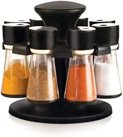 PALAK Plastic Spice Rack, 60ml, 8- Pieces, Black