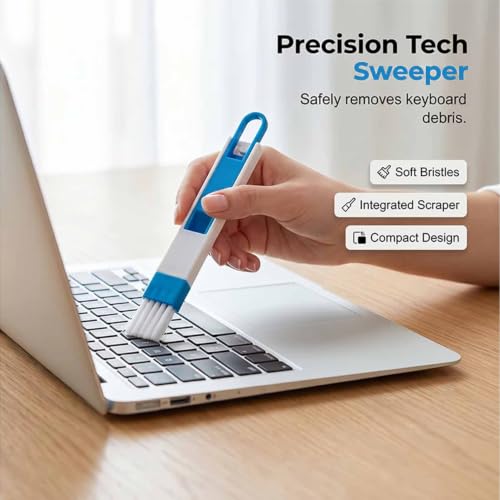 Image of 2-in-1 Window Groove Cleaning Brush, Crevice Cleaning Brush，Black+Blue | Detachable Hard Bristle Crevice Cleaning Brush with Dustpan, Window Track Cleaning Tools for Home, Bathroom, Ktichen, Corners