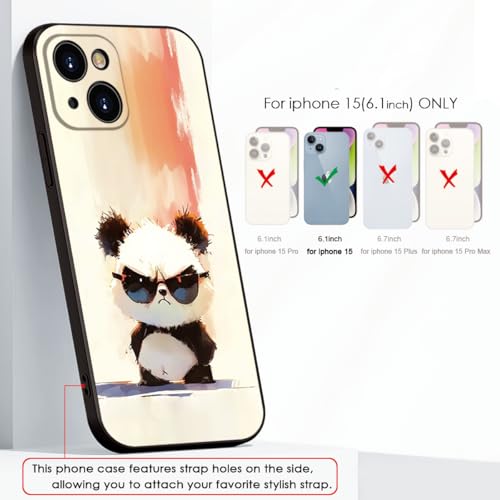 Cute Panda with Sunglasses for iPhone 15 Case- Cartoon Soft Shockproof Cover for Girls & Women & boy & Men(B1- Cool Panda with Sunglasses)