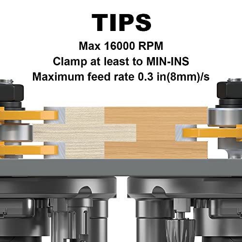 Image of Professional 2 PCS Tongue and Groove Router Bit Set 1 /2 Inch Shank, 3 Teeth T Shape Wood Milling Cutter Woodworking Tools, Matched Oak Hardwood Floor Wainscoting Boards Joinery Router Bit