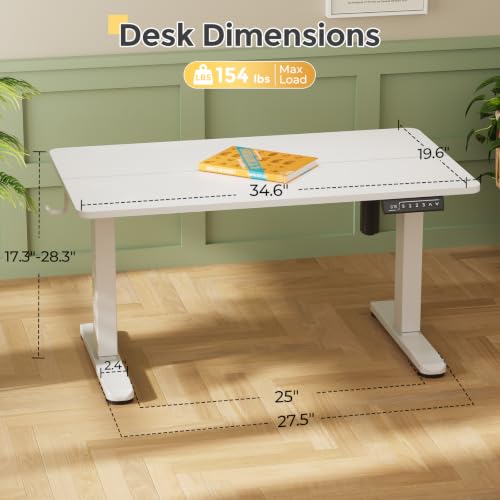 Image of Electric Low Height Adjustable Desk, 35 inch Center Table, White