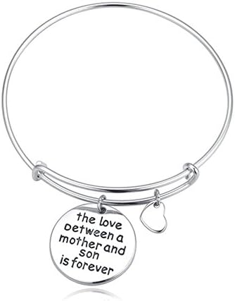 KingSix Platinum Plated Expandable Bangle Bracelet K22168 - The Love Between A Mother And Son Is Forever