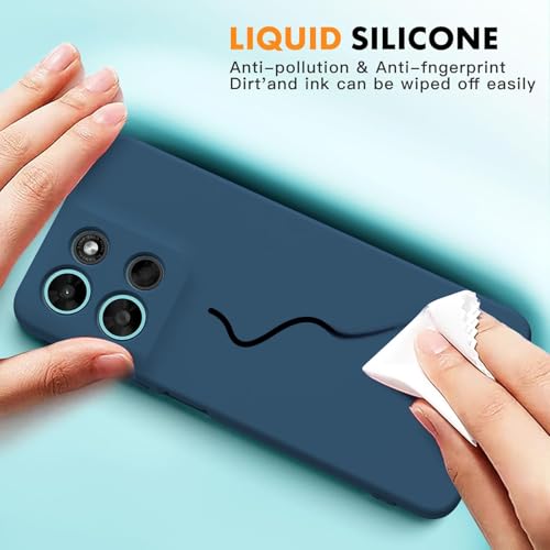 Image of DIZORO Microfiber Candy Case for Motorola G57 Power 5G Smooth Touch Cushion Liquid Soft Silicone Gel Rubber Phone Cases Non-Slip Full Body Protective Shockproof Back Cover -Blue
