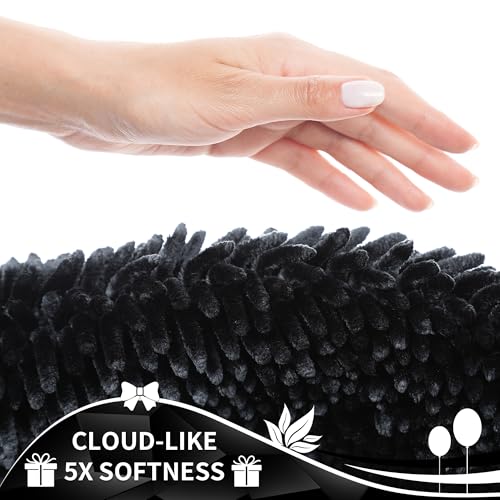 Image of Yimobra Long Bathroom Rugs Runner 55x24 Inch, Extra Thick Soft Absorbent Chenille Bath Mat, Non Slip Machine Washable, Quick Dry Bath Rugs for Bathroom Floor, Tub and Shower, Black
