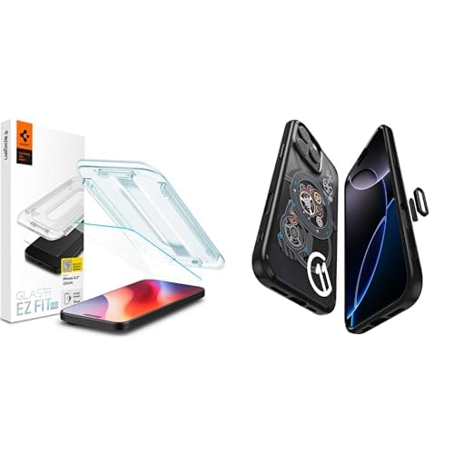 Spigen iPhone 16 Pro Cam Ekran Koruyucu Kolay Kurulum GLAS.tR EZ Fit Slim HD - AGL07935 Spigen iPhone 16 Pro ince MagSafe Kılıf