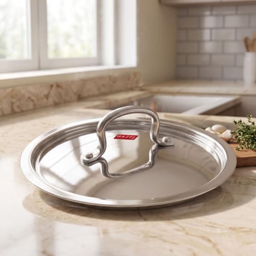 HAZEL Stainless Steel Cookware Plain Lid With Handle (Outer Diameter 24 cm, Inner Diameter 22 cm)