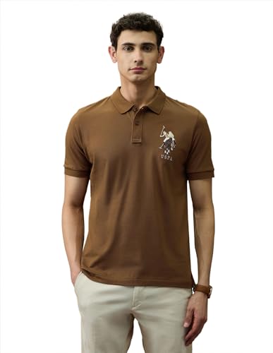 Image of U.S.Polo Association Men's Brand Embroidered Varsity Theatre Polo Shirt (USTSH3178 Mustard 3XL)