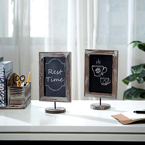 Mygift Tabletop Framed Chalkboard Sign, Torched Brown Wood Small Chalkboard On Stand, Vertical Or Horizontal Display, Set Of 2 #TOP1