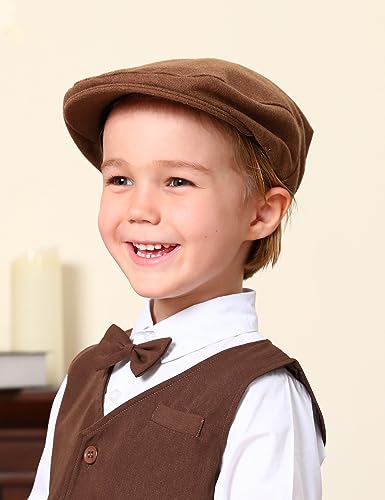 Image of A&J DESIGN Baby Boys Newsboy Cap Toddler Kids Tweed Vintage Flat Hat