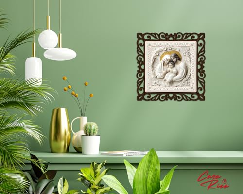 Image of jesus holy family photo frame painting wall hanging home decoration for wall (12inch x12inch) (JIS 061) laser cut