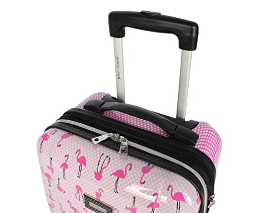 Betsey Johnson Designer Underseat Luggage Collection - 15 Inch Hardside Carry On Suitcase For Women- Lightweight Under Seat Bag With 2-Rolling Spinner Wheels (Flamingo Strut) #TOP6