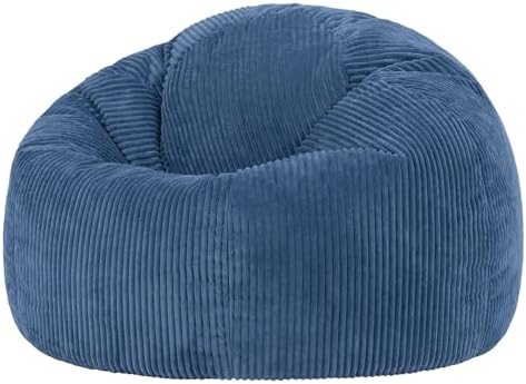 Icon Kingston Sitzsack Cord mit Füllung, Blau | In Deutschland Hergestellt, Sitzsack Erwachsene, Weicher Cordstoff, Sitzsack Sessel für Wohnzimmer und Schlafzimmer