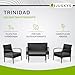 Juskys Polyrattan Gartenmöbel Set Trinidad mit Tisch, Sofa & 2 Stühlen - 4 Personen - Sitzkissen grau - Balkonmöbel Sitzgruppe Balkonset Garten Balkon