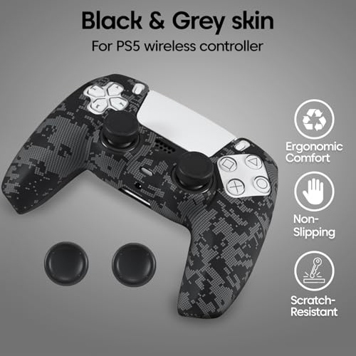 Image of Sounce Anti Slip Silicone Controller Accessories Compatible with PS5 Wireless Controller Protective Grip Skin with Thumb Grip Caps and Joystick Protectors Kit for Enhanced Control and protection(Grey)