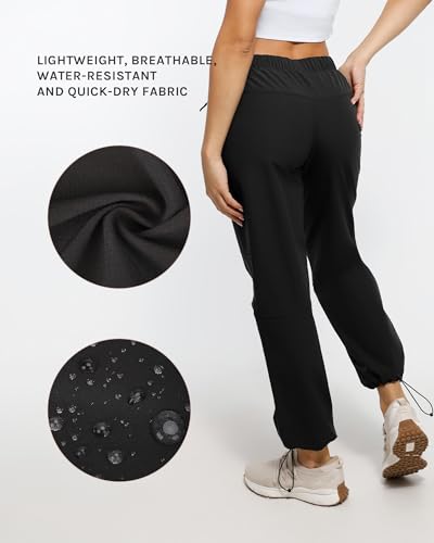 Women's Hiking Cargo Pants Quick Dry Lightweight Joggers with Multiple Zipper Pockets Adjustable Cuffs for Travel4