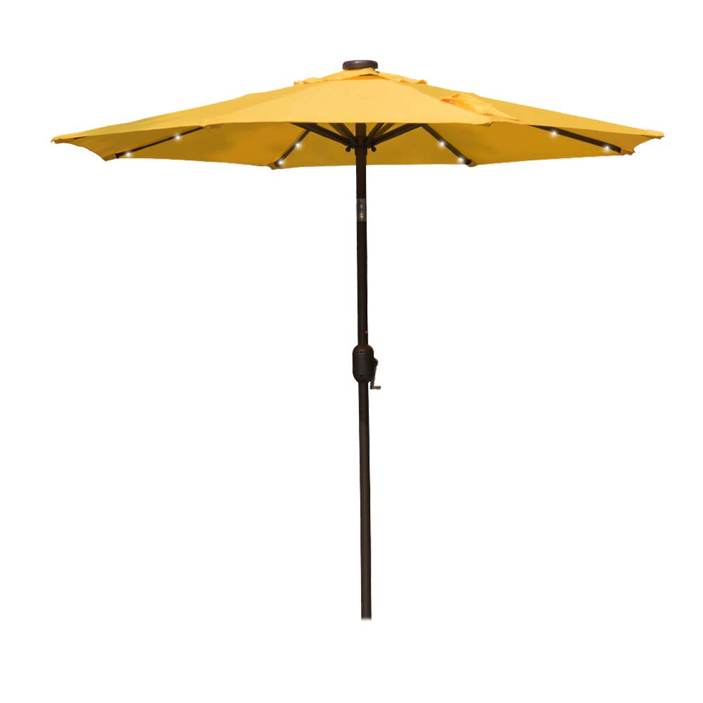 Amazon Com Sundale Outdoor 7 Ft Solar Powered 24 Led Lighted Patio Umbrella Table Market Umbrella With Crank And Push Button Tilt For Garden Deck Backyard Pool 8 Steel Ribs Polyester Canopy