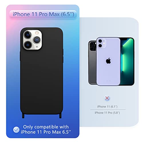 Image of Compatible with iPhone 11 Pro Max Case with Lanyard Crossbody iPhone Case with Strap Adjustable Shockproof Drop Protection Silicone Phone Cover for iPhone 11 Pro Max 6.5'' Black