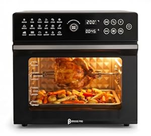 Bridge Pro 30 Litre Air Fryer Oven 1800W with Rotisserie Accessory Set - Extra Large Air Fryer for Family, 20 in 1 Dual Cook, Smart Dial, 360° Hot Air Circulation, Time & Temp Control, Fast Cooking