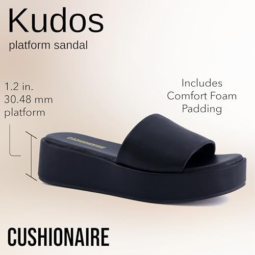 CUSHIONAIRE Kudos Platform Womens Sandals – Comfortable Open Toe Slip On Flat Slides, Casual Summer Sandals for Women3
