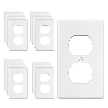 16-Pack Duplex Outlet Wall Plate Decorator Receptacle Outlet Cover 1-Gang Electrical Wall Plates, Unbreakable Polycarbonate Thermoplastic, White
