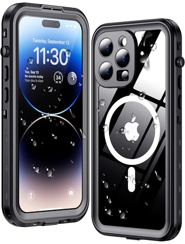 Coque iPhone 14 Pro MagSafe transparente noir accessoire protection charge sans fil