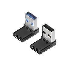 Herfair 90 Degree USB C to A Adapter 2Pack Right Angle USB3.2 Type-C Female to A Male Converter Vertical USB Port Position Changer Extender Connector for Laptop Computer Up+Down Angle