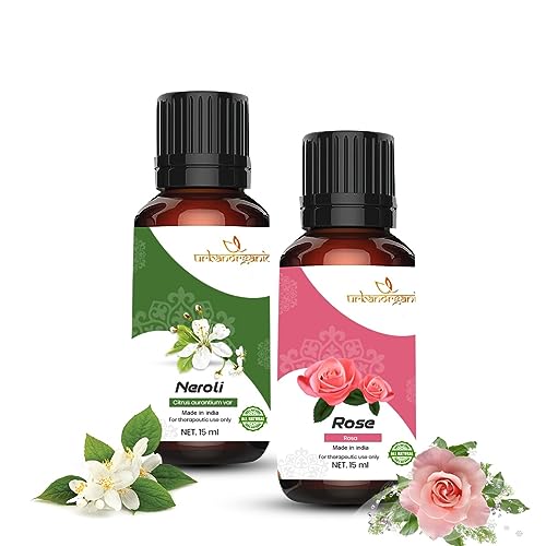 Image of Pure Combo Of 2 Essential oil For Hair & Skin Natural Therapeutic Grade & Undiluted Oil 15ML (Neroli-Rose)