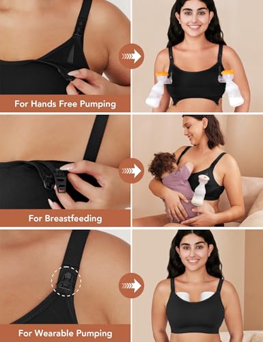 Pumping Bra Hands Free Seamless Comfort PatentedClasps Nursing and Pumping Bra in One Breast Pump Bra All Day Wear3