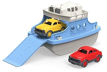 Green Toys Ferry Boat with Mini Cars Bathtub Toy, Blue/White