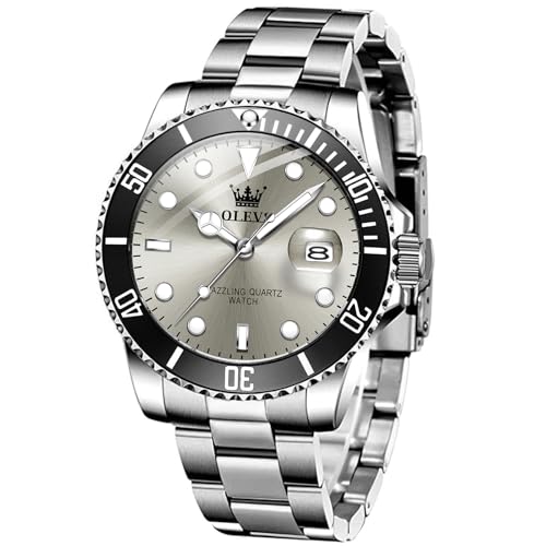 Image of OLEVS Watches for Men,Classic Luxury Big Face Men Watches, Silver Dress Stainless Steel Men Wrist Watch with Luminous Analog Relojes para Hombres