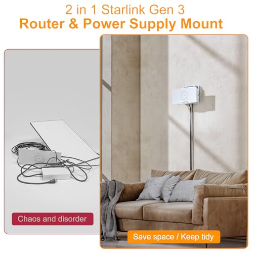 Image of for Starlink Gen 3 Router Mount, 2 in 1 Wall Holder for Starlink V3 Mesh Router and Power Supply Mounting Kit, Star Link Internet Kit Satellite, Signal Integrity Space Saving Desk Bracket
