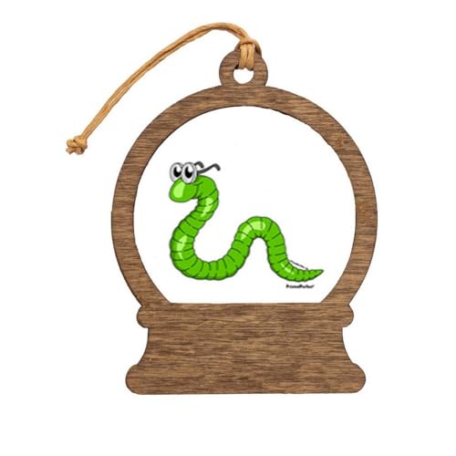 PrintedPerfection.com Personalized Bookworm - Male Wooden Snow Globe Shaped Christmas Ornament