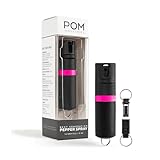 POM Pepper Spray Keychain, Quick Key Release for Instant Access, Flip Top Safety, Maximum Strength OC Formula with UV Marking Dye, 25 Bursts, 10 ft Range, 0.5 fl oz