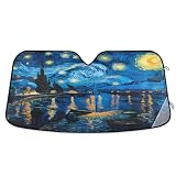 Parasole per parabrezza auto Van Gogh notte stellata sopra il Rodano pieghevole parabrezza anteriore parasole blocca i raggi UV parasole parasole protezione solare per auto camion SUV per mantenere il