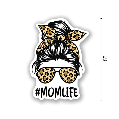 #Momlife-Cheetah Print-Messy Bun-Boy,Girl,Woman,Dad-Sunglasses-Vinyl Decal Stickers-Car,Truck,Van,Suv,Window,Wall,Cup,Laptop-Two 5 Inch Decals-(2Pack)-S10014 #TOP1