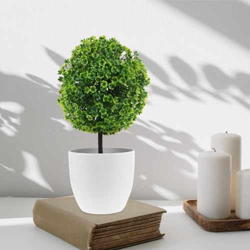 EXCEART Artificial Plants Ball Decorative Faux Boxwood Topiary in Pot for Indoor Home Office Table D Cor 4.7X4.7X9 Inches - Image 4