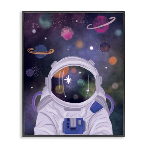 Astronaut Helmet Galaxy Stars Reflection, 11 x 14 Inch Framed Giclée Print