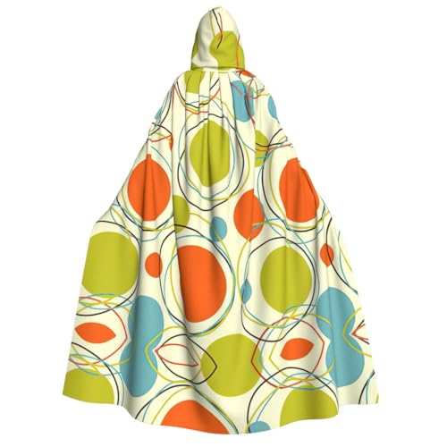 Cape colorée rétro à capuche pour homme style médiéval et magique imprimé abstrait
