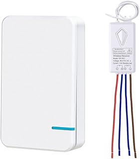 Thinkbee Wireless Lights Switch Kit, No Wiring Mini Remote Switch, No WiFi Needed, Outdoor 1969ft Indoor 328ft Remote Control Lighting Fixture for Led Light, Ceiling Lights and Lamps, Waterproof