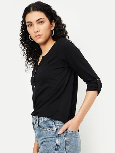 Image of Max Women's Cotton Solid Regular Fit T-Shirt