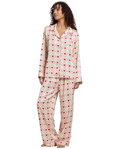 Image of YiNi LuLu Womens Silk Satin Pajamas Set Button Down 2 Piece Pjs Long Sleeve Oversized Sleepwear with Pockets