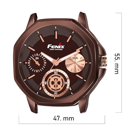 Image of FENIX Time Concept Men's Brown Chronograph Analogue Watch with Leather Strap (Brown)